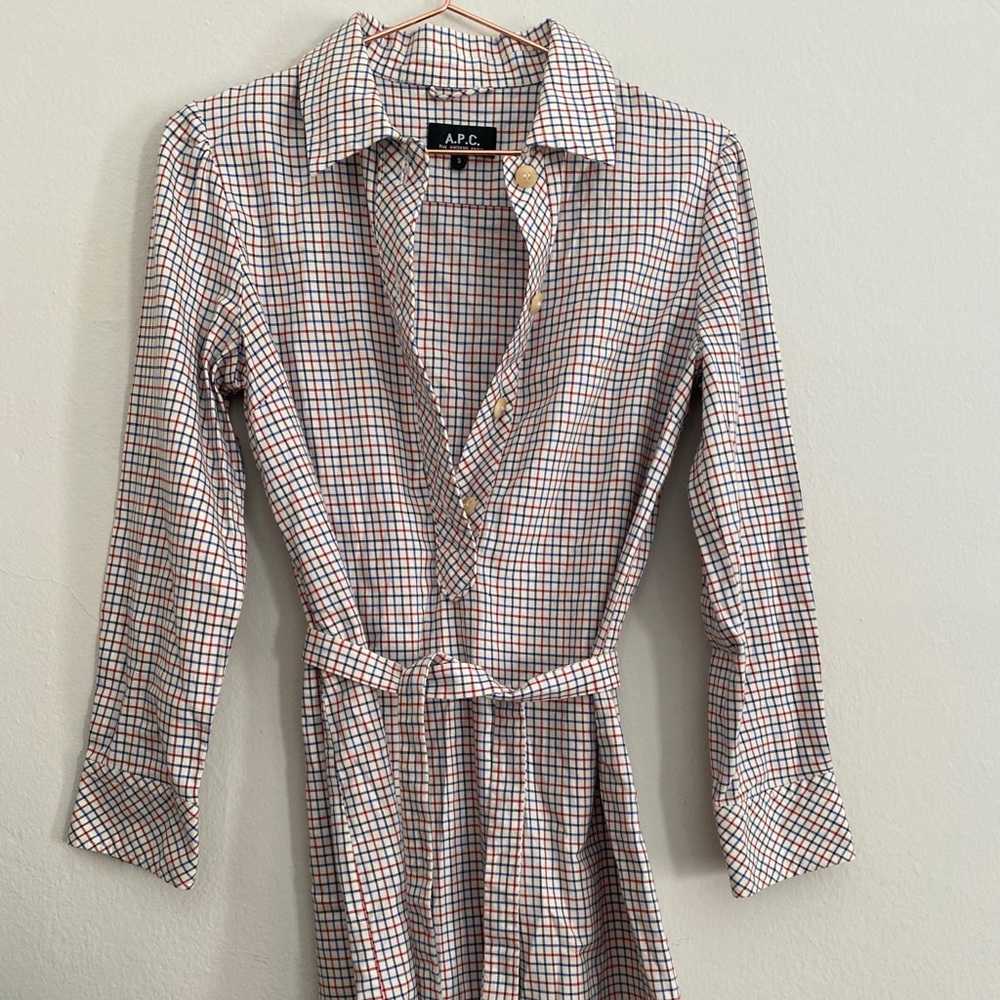A.P.C. long sleeve plaid dress
